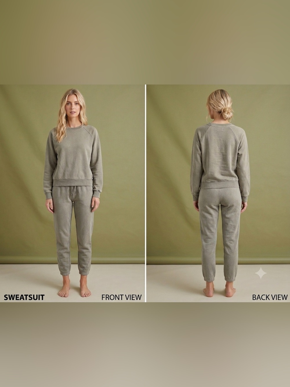 Women's Crewneck Sweatsuit in Olive Taupe